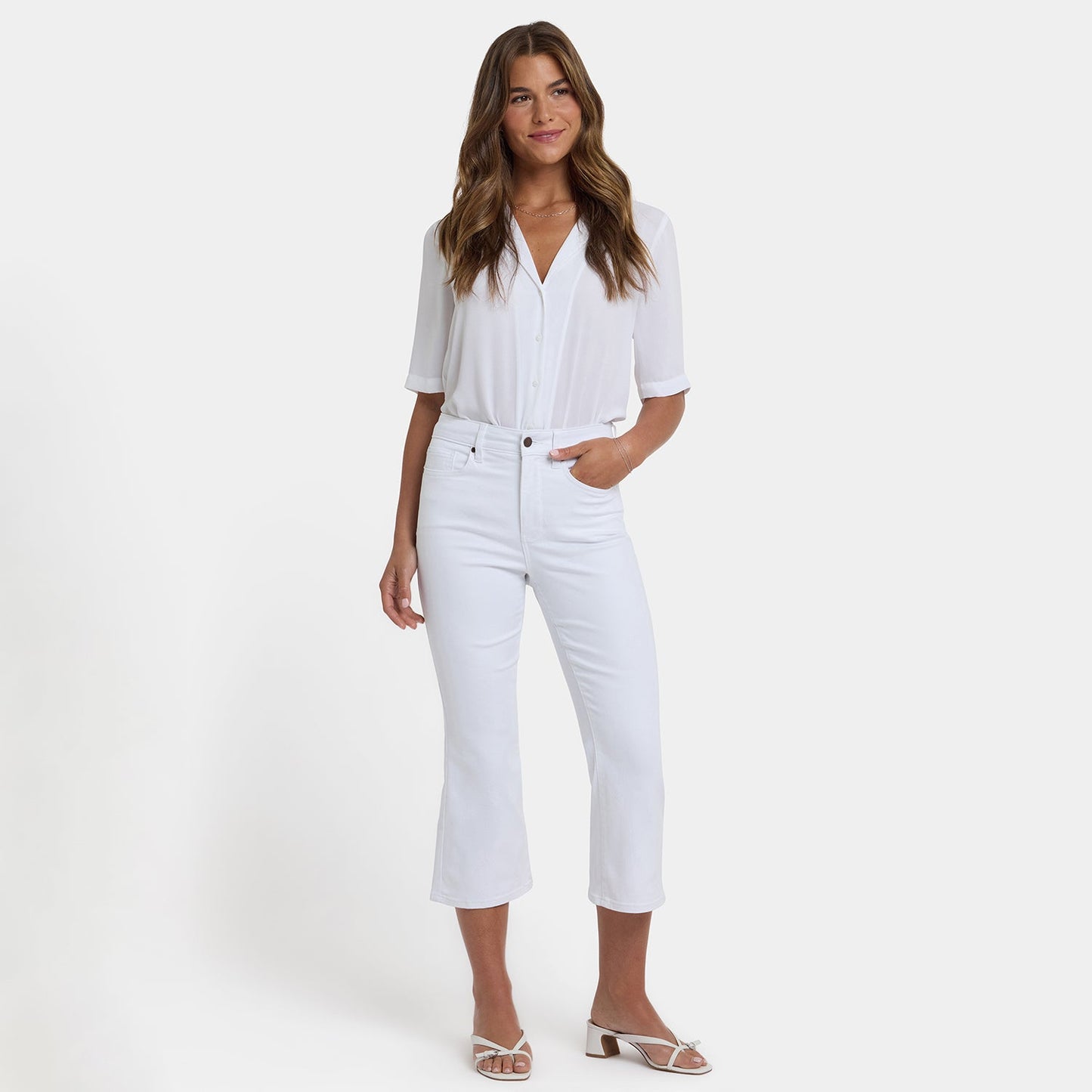 Monica Kick Flare Crop Jeans - Optic White