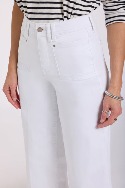 Brigitte Wide Leg Capri Jeans - Optic White