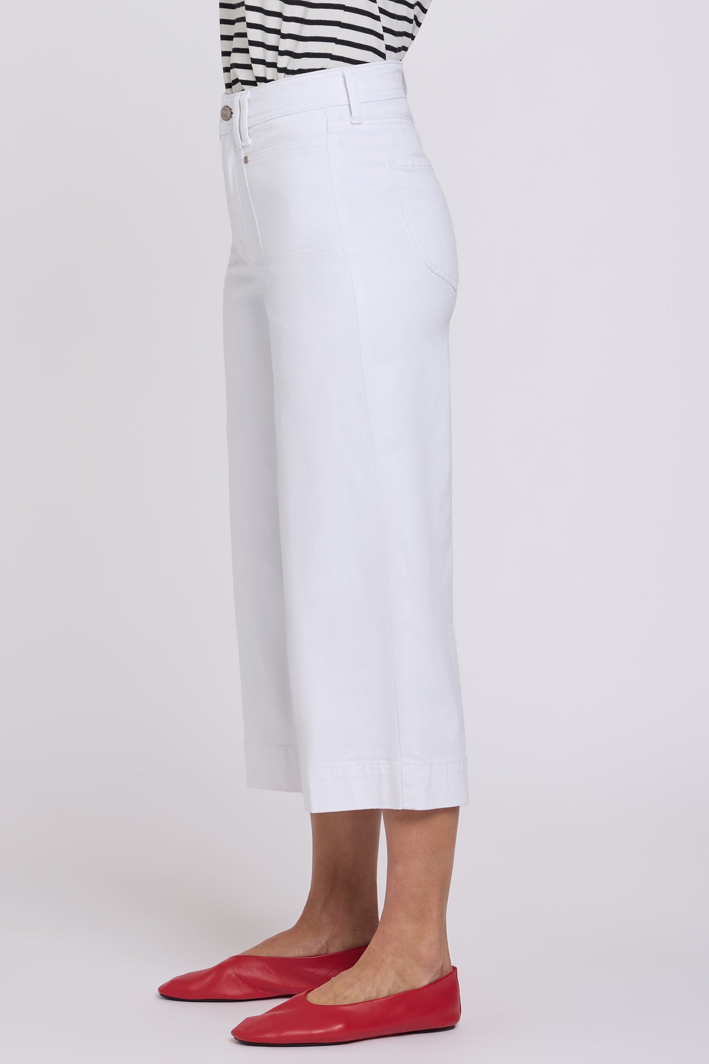 Brigitte Wide Leg Capri Jeans - Optic White