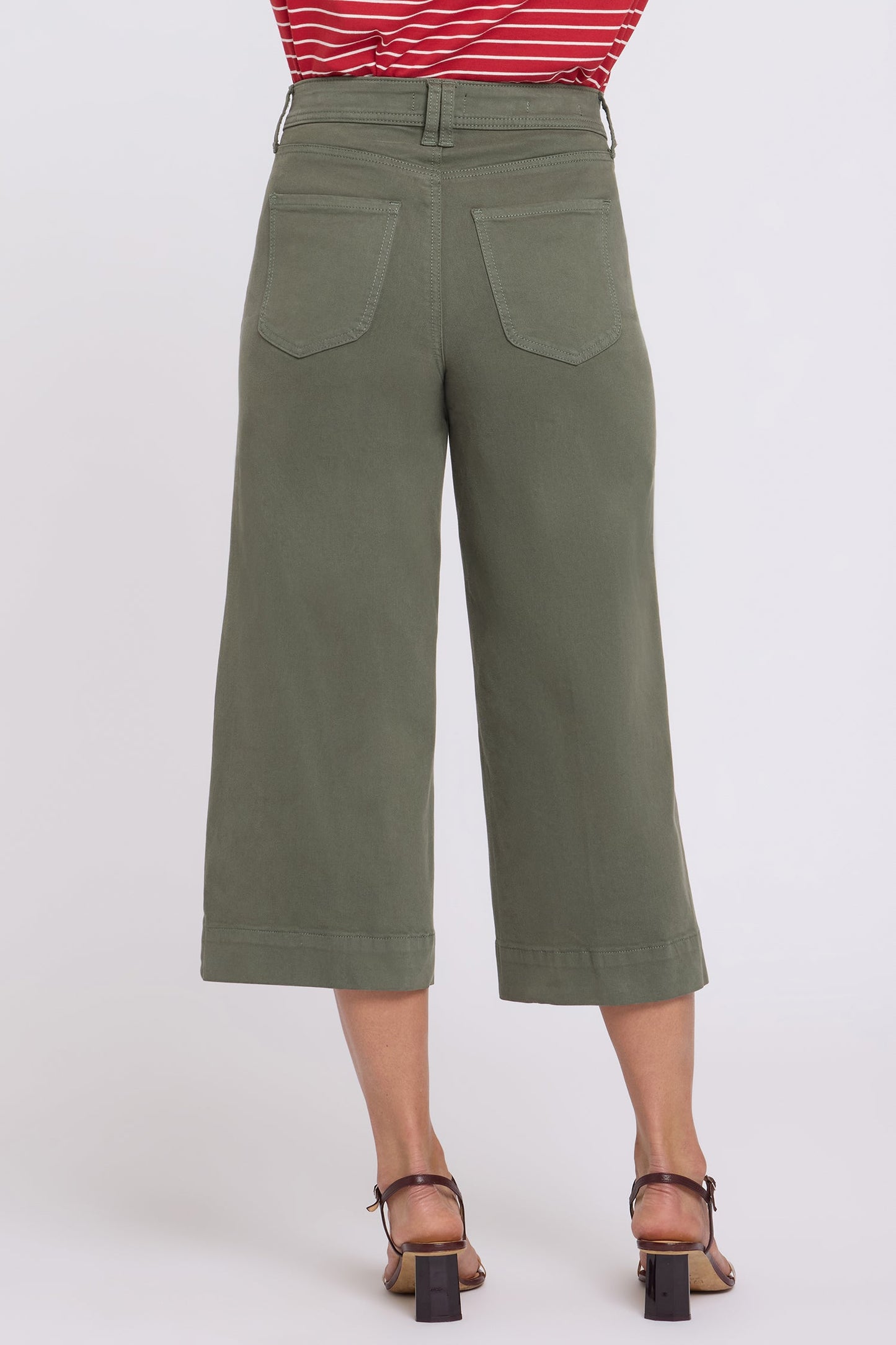 Brigitte Wide Leg Capri Jeans - Desert Green