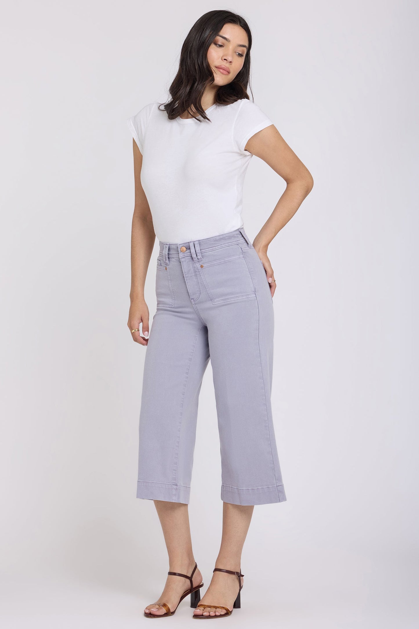 Brigitte Wide Leg Capri Jeans - Vintage Lavender