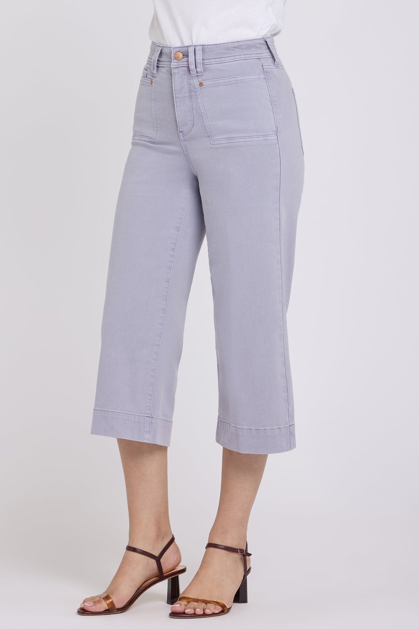 Brigitte Wide Leg Capri Jeans - Vintage Lavender