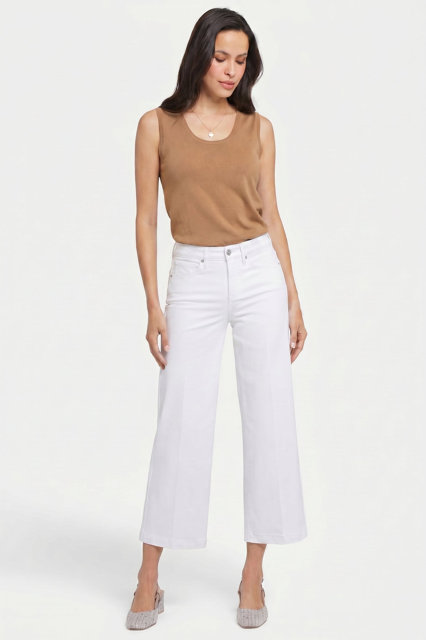 Teresa Wide Leg Ankle Jeans - Optic White