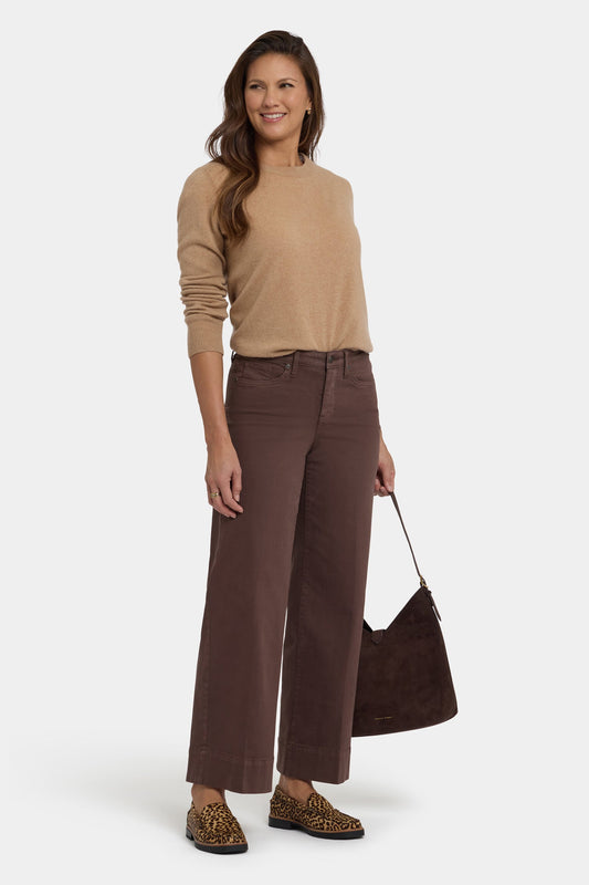 Teresa Wide Leg Ankle Jeans - Coffee Bean