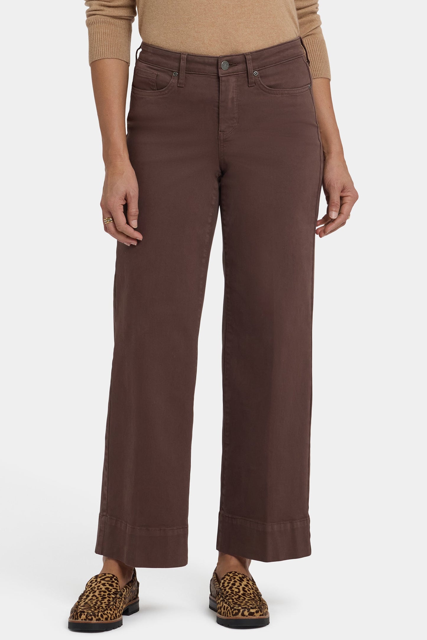 Teresa Wide Leg Ankle Jeans - Coffee Bean