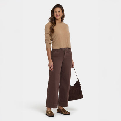 Teresa Wide Leg Ankle Jeans - Coffee Bean