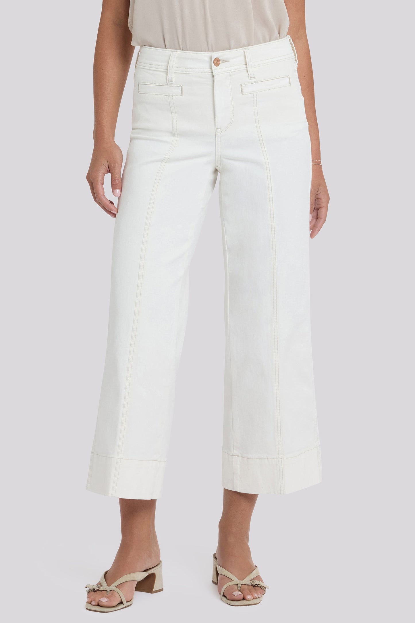 Teresa Wide Leg Ankle Jeans - Vintage White