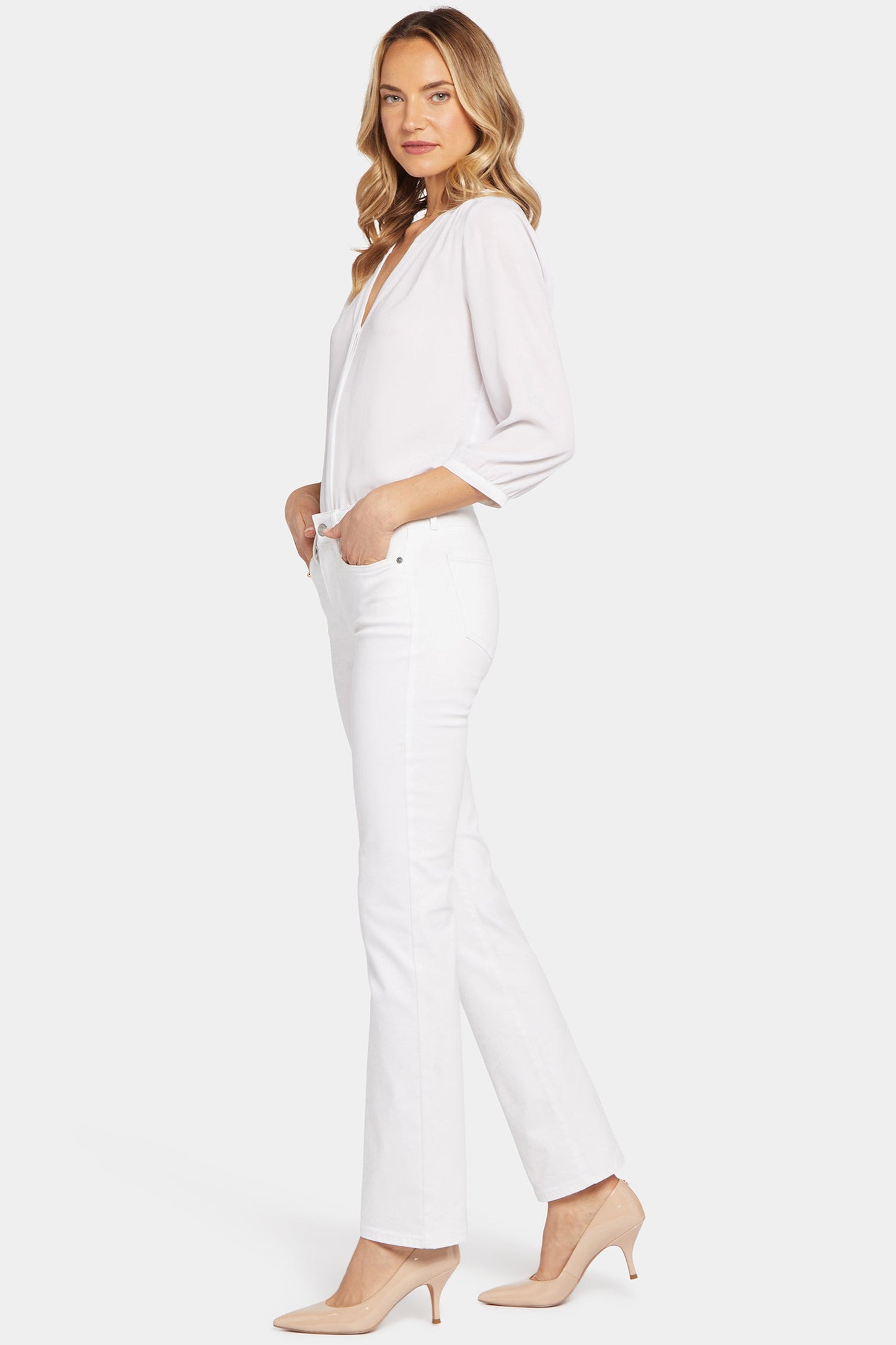 Marilyn Straight Jeans In Long Inseam - Optic White