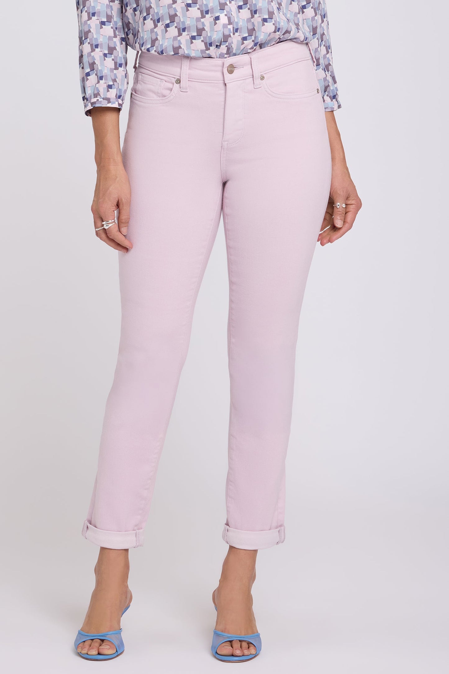 Sheri Slim Straight Ankle Jeans - Light Lilac