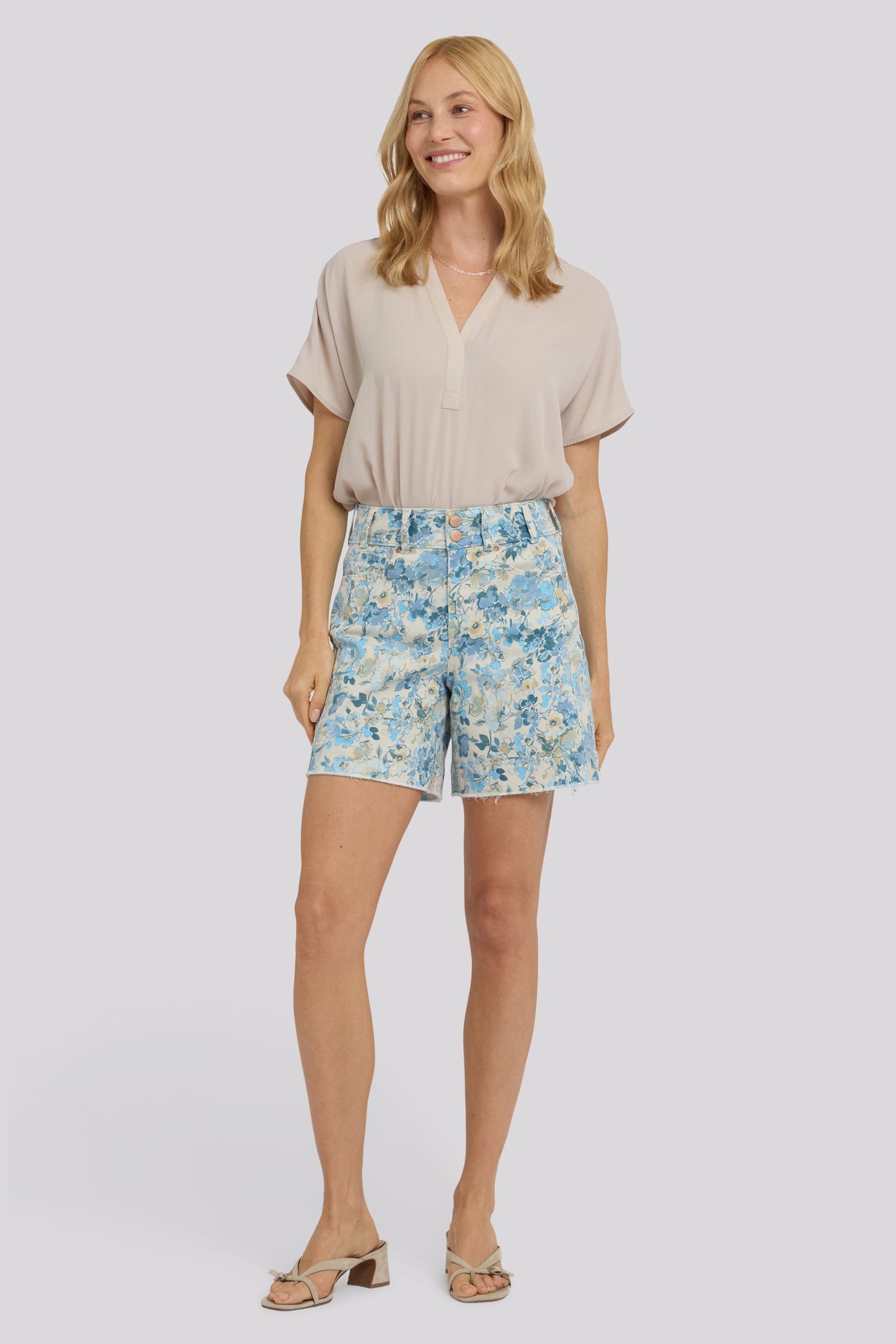 Berkyn Relaxed Denim Shorts - Blue Blooms