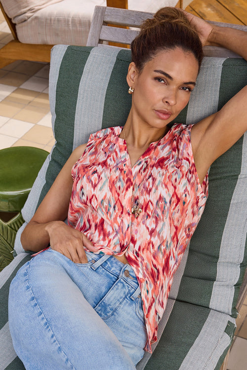 Sleeveless Pintuck Blouse - Mojave Mirage