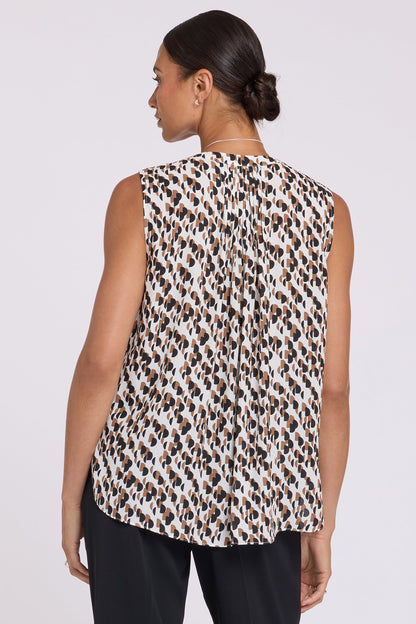 Sleeveless Pintuck Blouse - Geo Gala