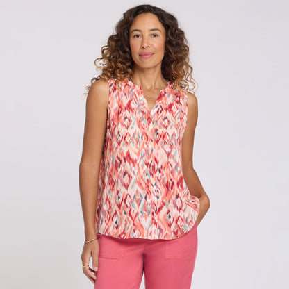 Sleeveless Pintuck Blouse - Mojave Mirage