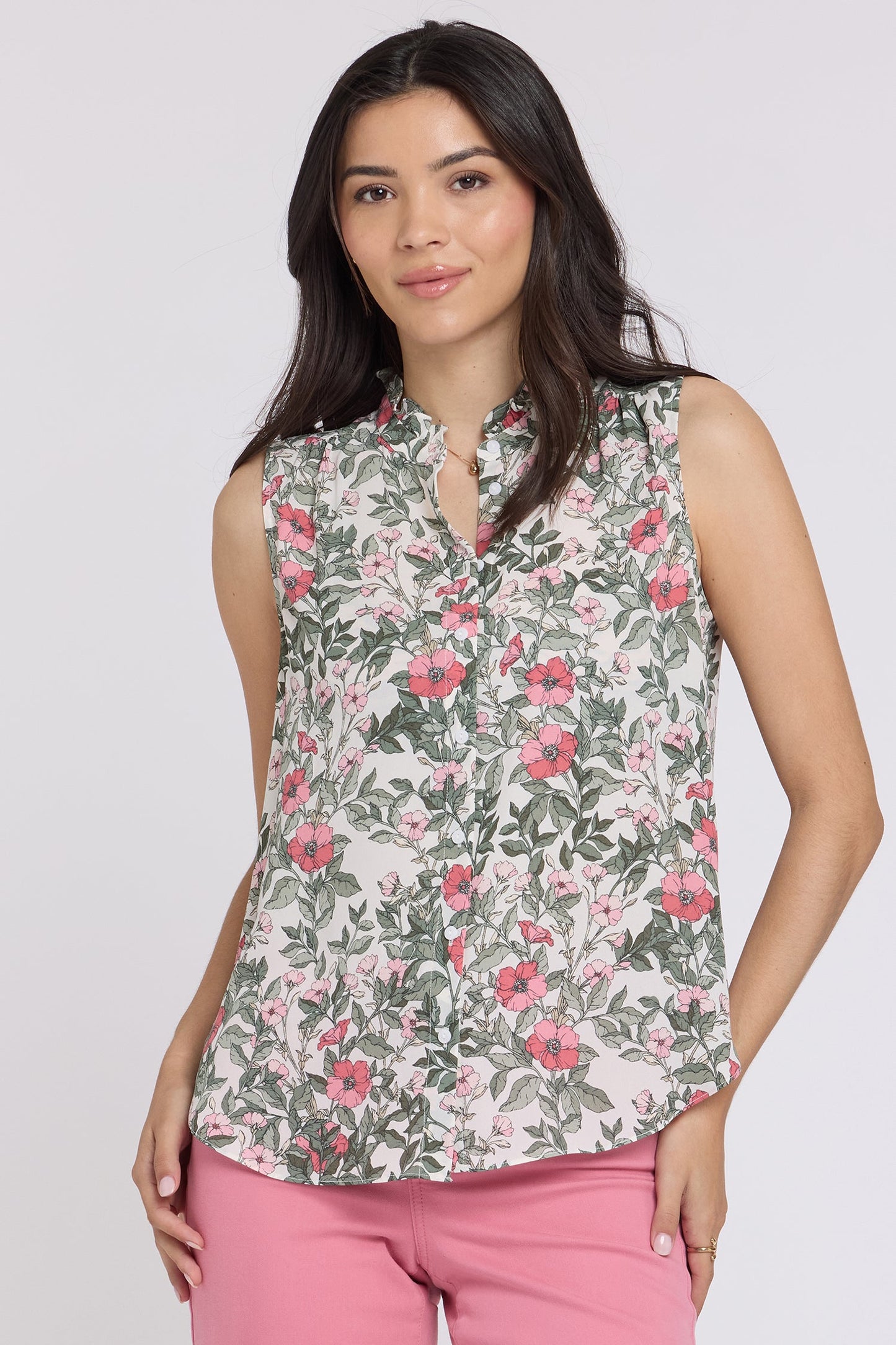Sleeveless Ruffle Neck Blouse - Primrose Garden