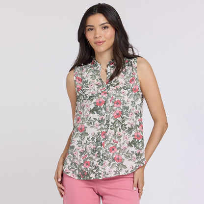 Sleeveless Ruffle Neck Blouse - Primrose Garden