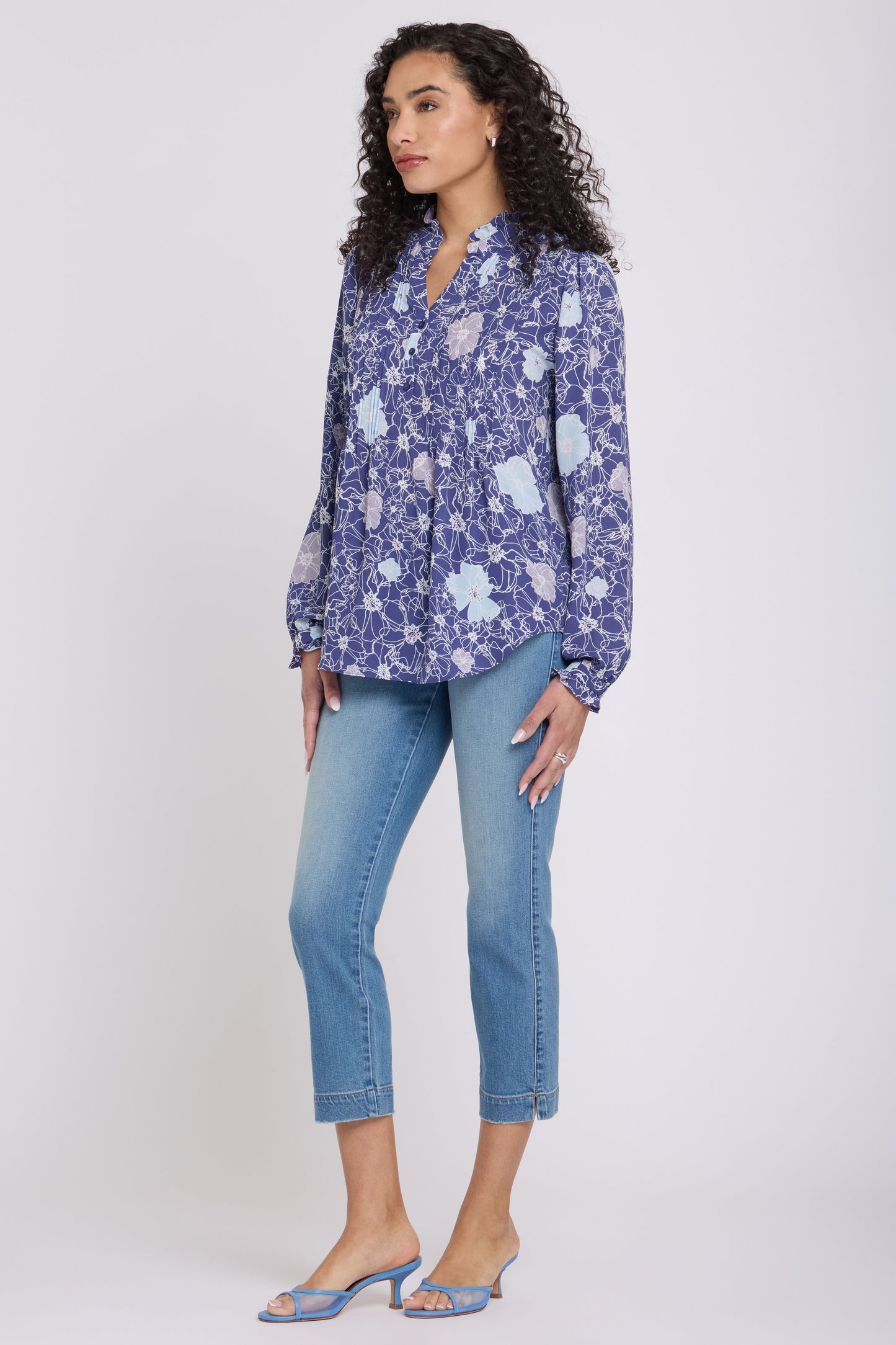 Pleated Front Tunic - Poppies at Dusk