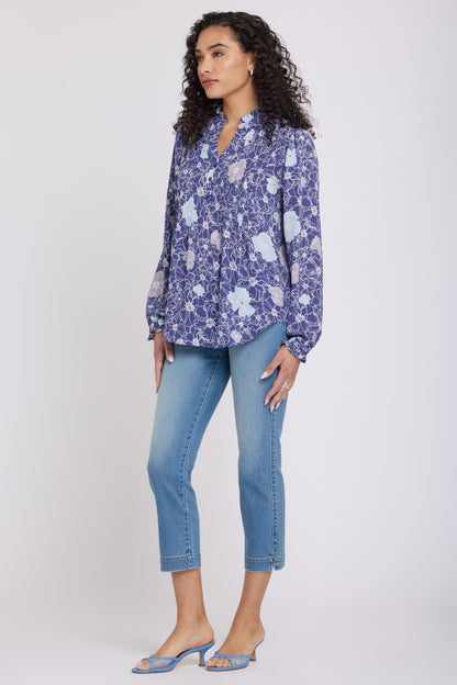 Pleated Front Tunic - Poppies at Dusk