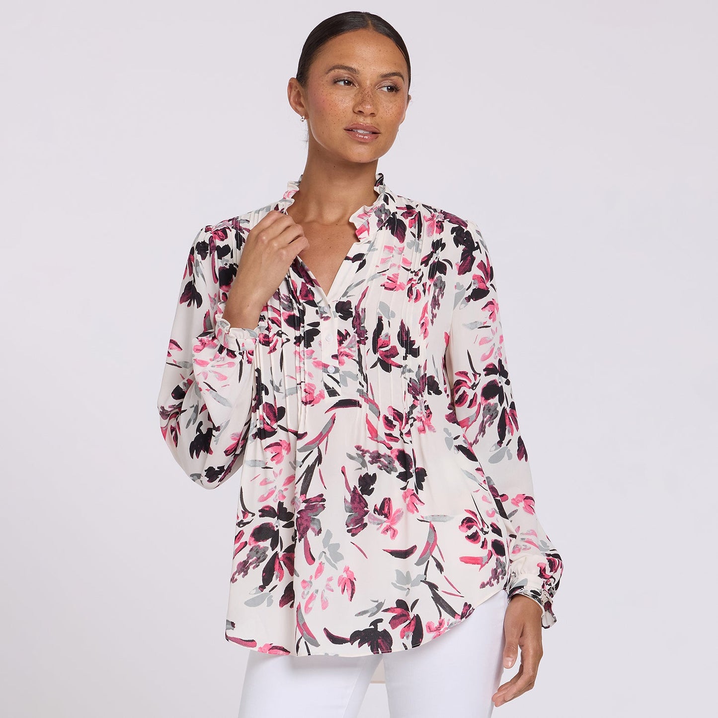 Pleated Front Tunic - Starlight Garden