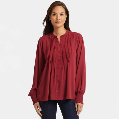 Pleated Peasant Blouse - Wild Currant