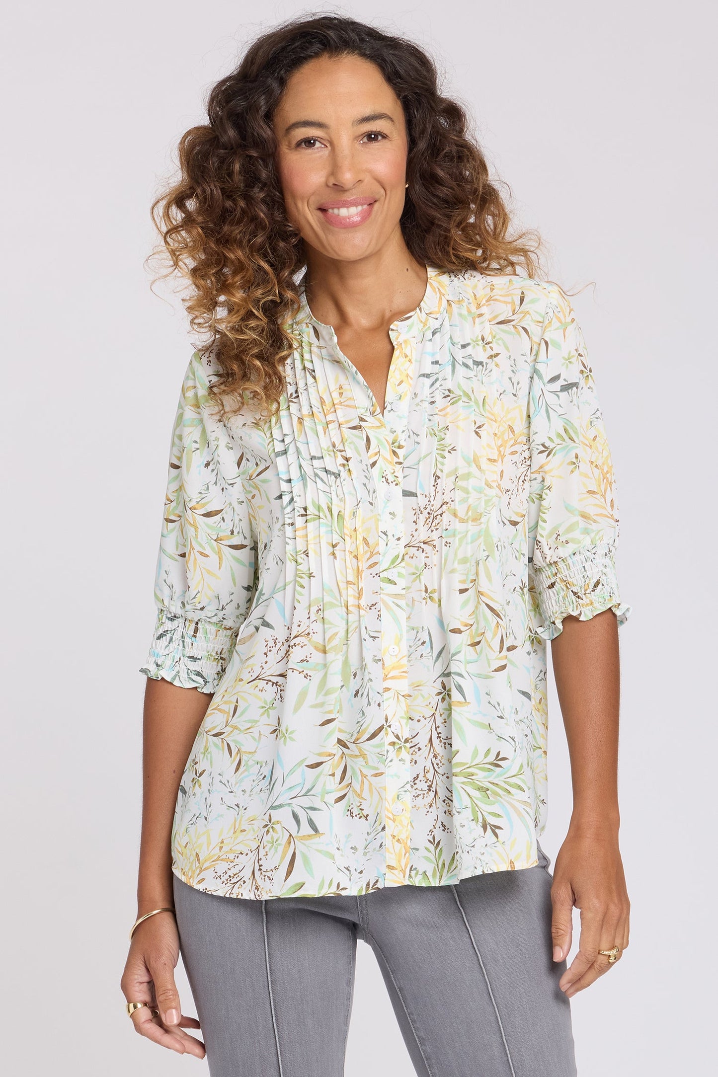 Pleated Short Sleeved Blouse - Chateau Jardin