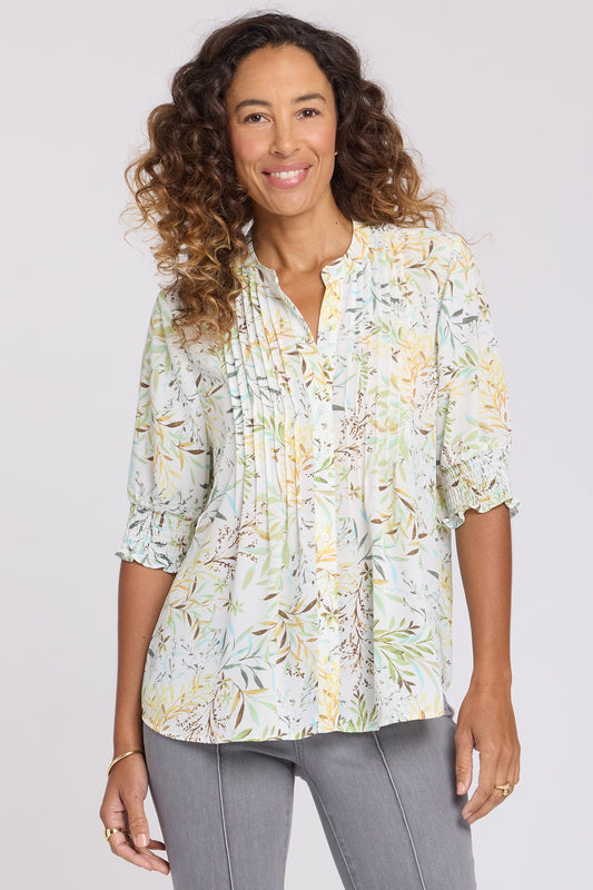 Pleated Short Sleeved Blouse - Chateau Jardin