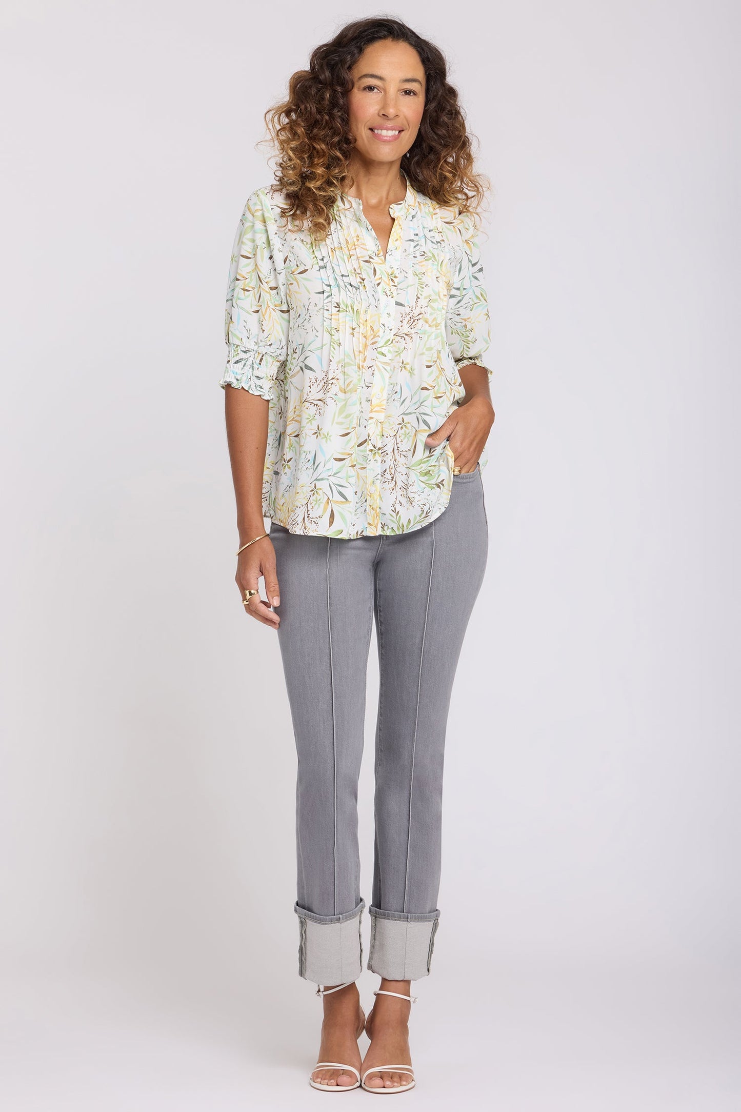 Pleated Short Sleeved Blouse - Chateau Jardin