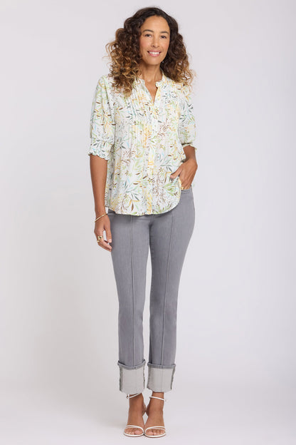 Pleated Short Sleeved Blouse - Chateau Jardin