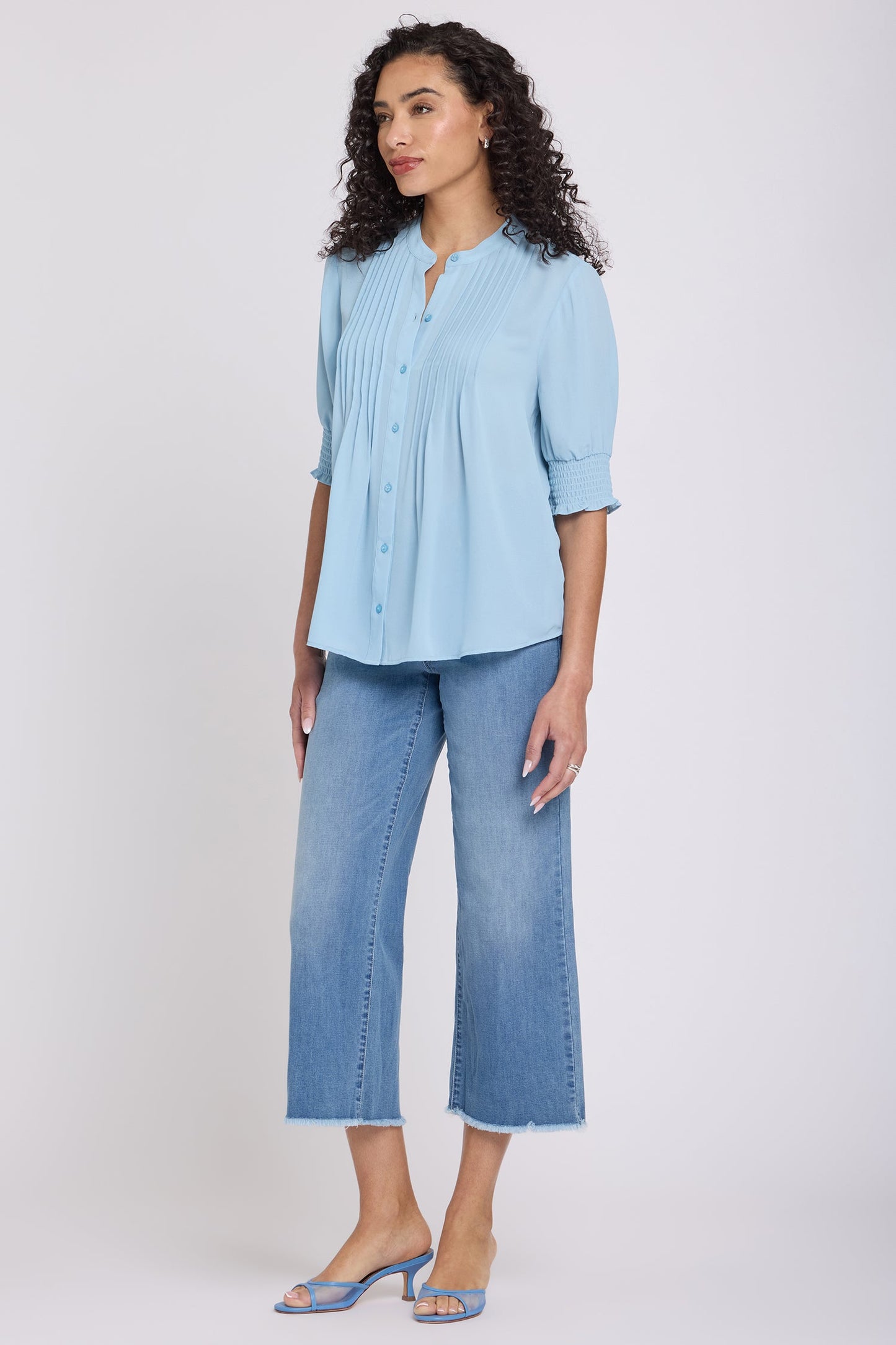 Pleated Short Sleeved Blouse - Starlight