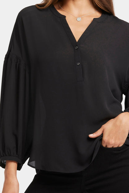 Paulina Peasant Blouse - Black