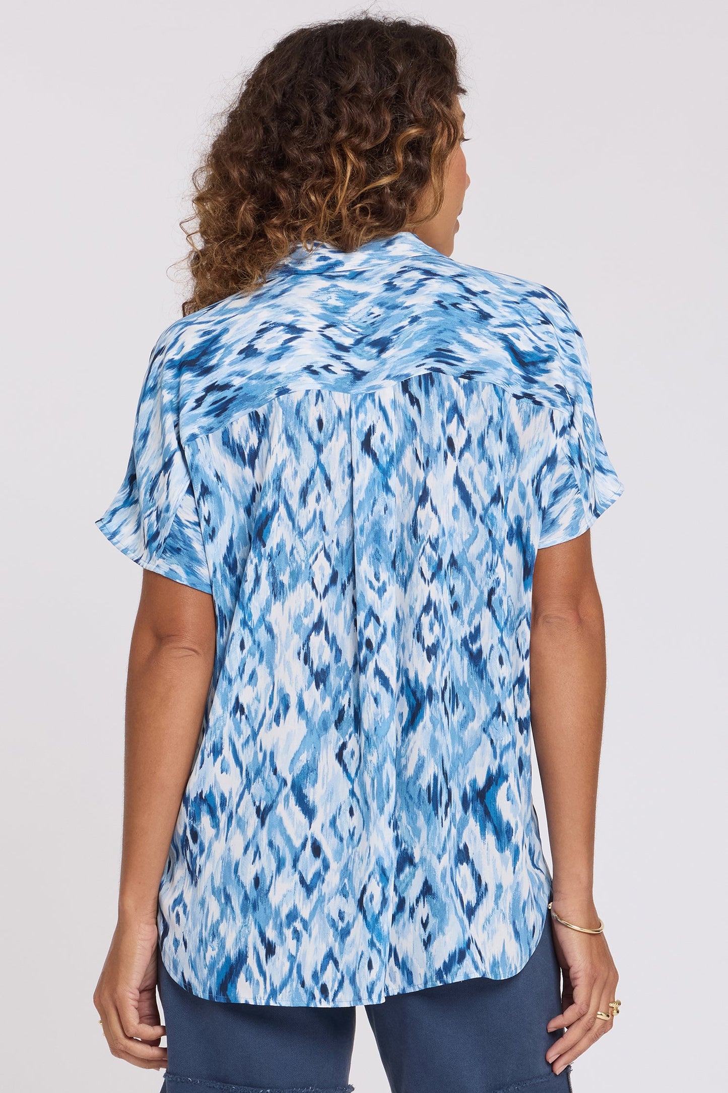 Becky Short Sleeved Blouse - Blue Visions