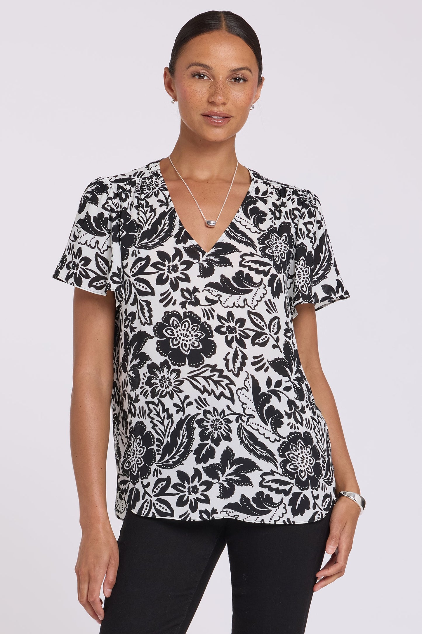 Pleated Flutter Sleeved Blouse - Palm Royale