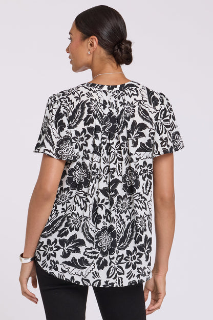 Pleated Flutter Sleeved Blouse - Palm Royale