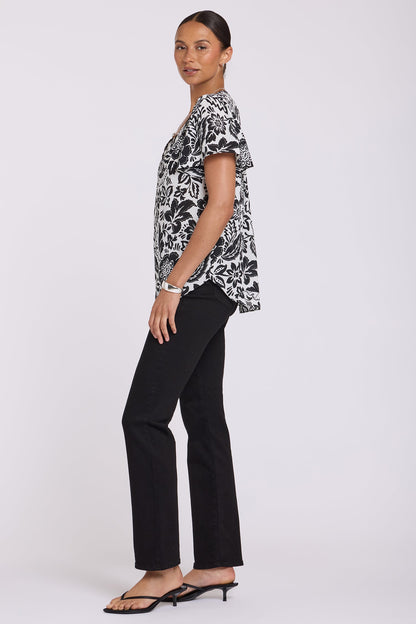Pleated Flutter Sleeved Blouse - Palm Royale