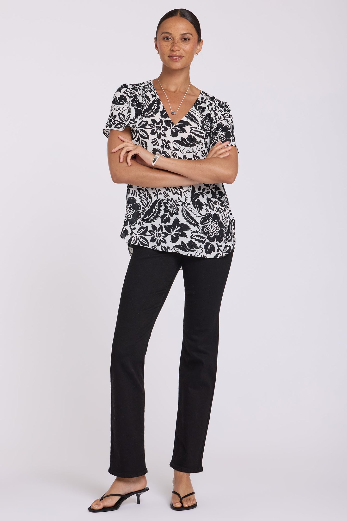 Pleated Flutter Sleeved Blouse - Palm Royale