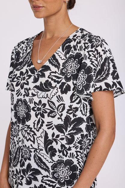 Pleated Flutter Sleeved Blouse - Palm Royale