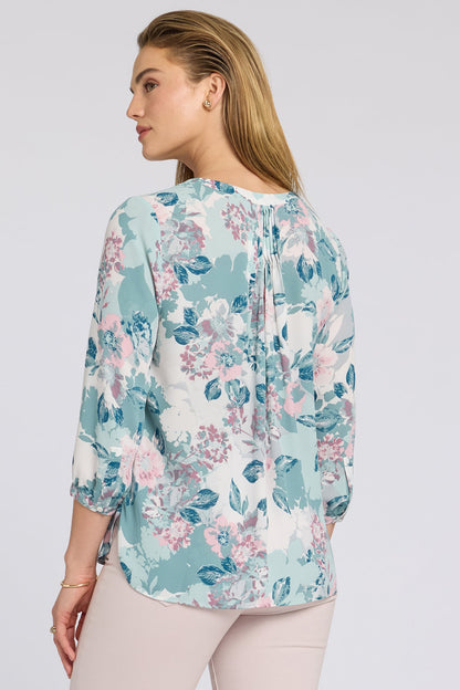 Pintuck Blouse - Floral Mosaic