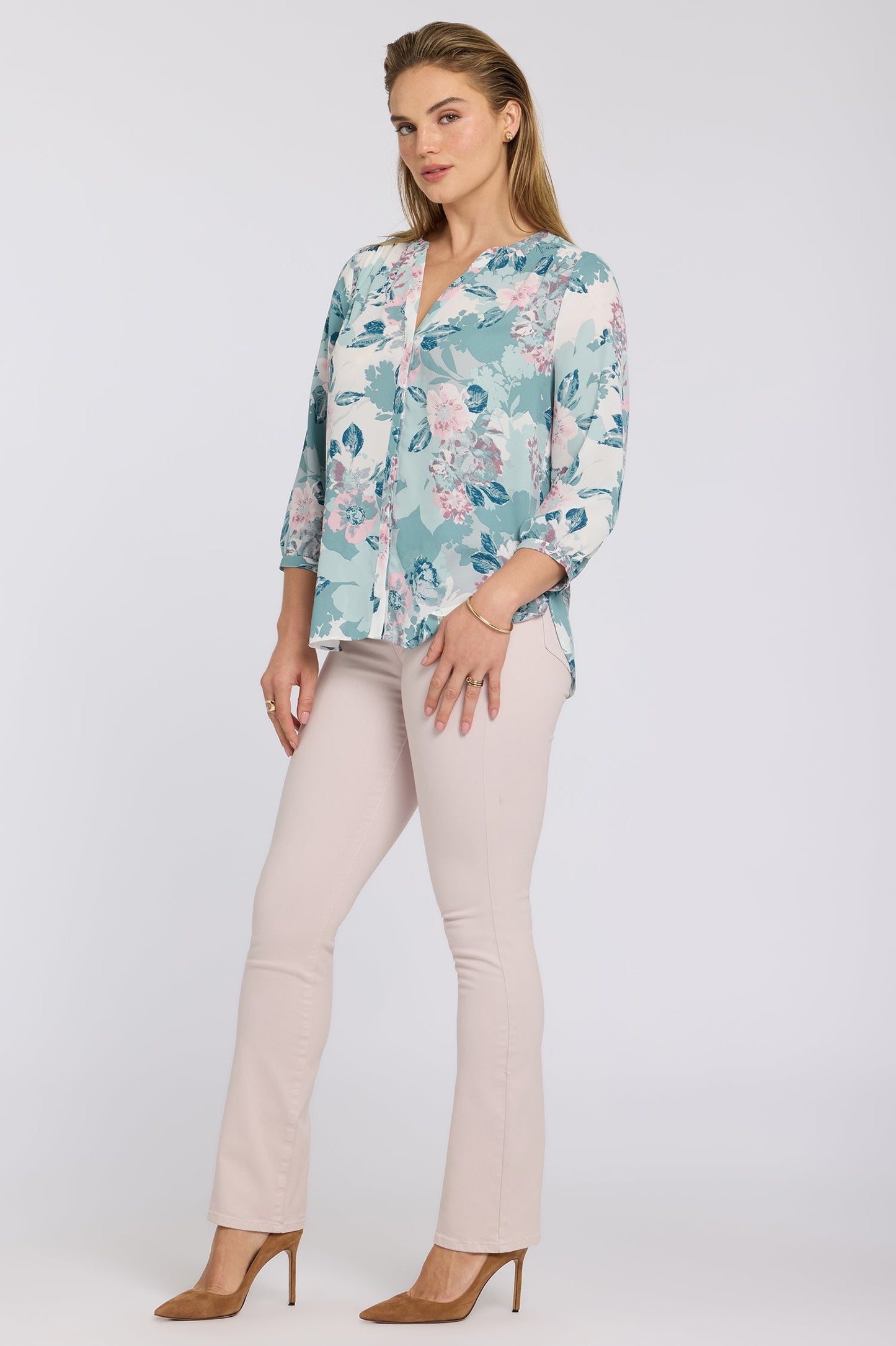 Pintuck Blouse - Floral Mosaic