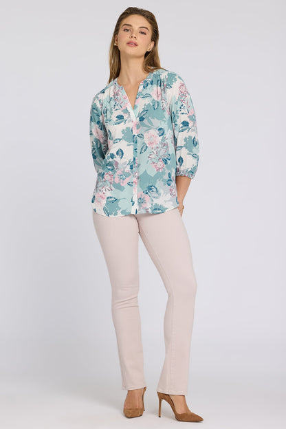 Pintuck Blouse - Floral Mosaic