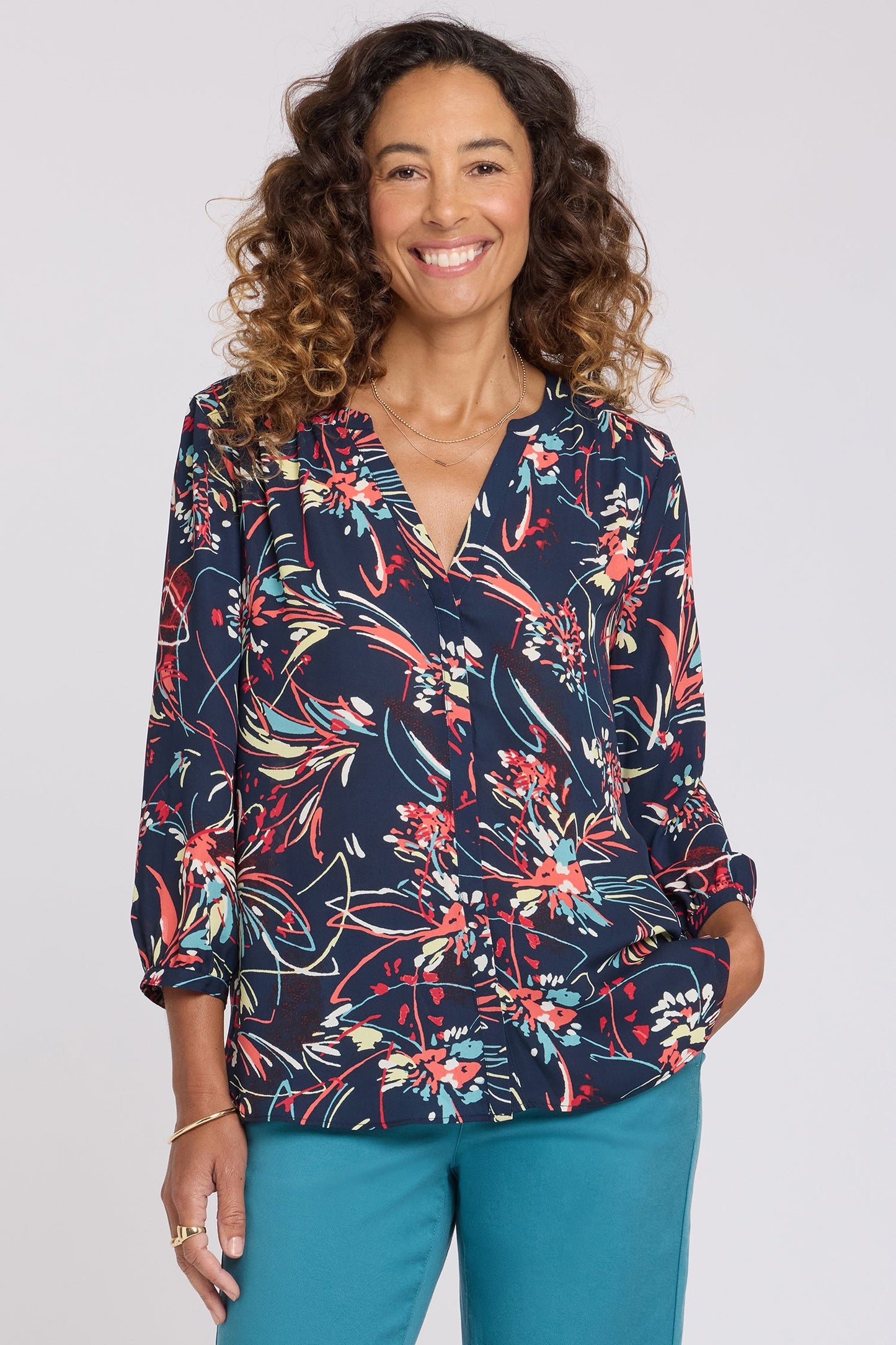 Pintuck Blouse - Blooming Potpourri