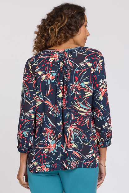 Pintuck Blouse - Blooming Potpourri