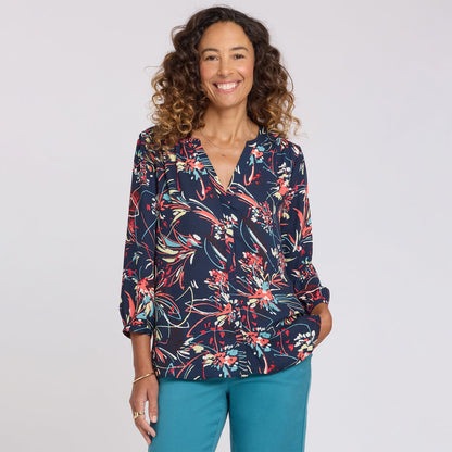 Pintuck Blouse - Blooming Potpourri