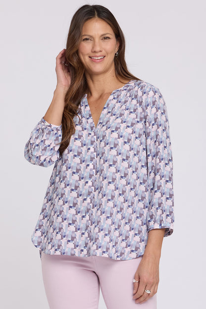 Pintuck Blouse - Aurora Abstract