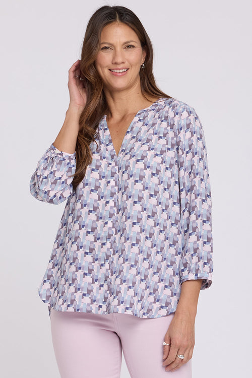 Pintuck Blouse - Aurora Abstract
