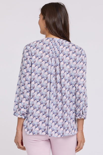 Pintuck Blouse - Aurora Abstract