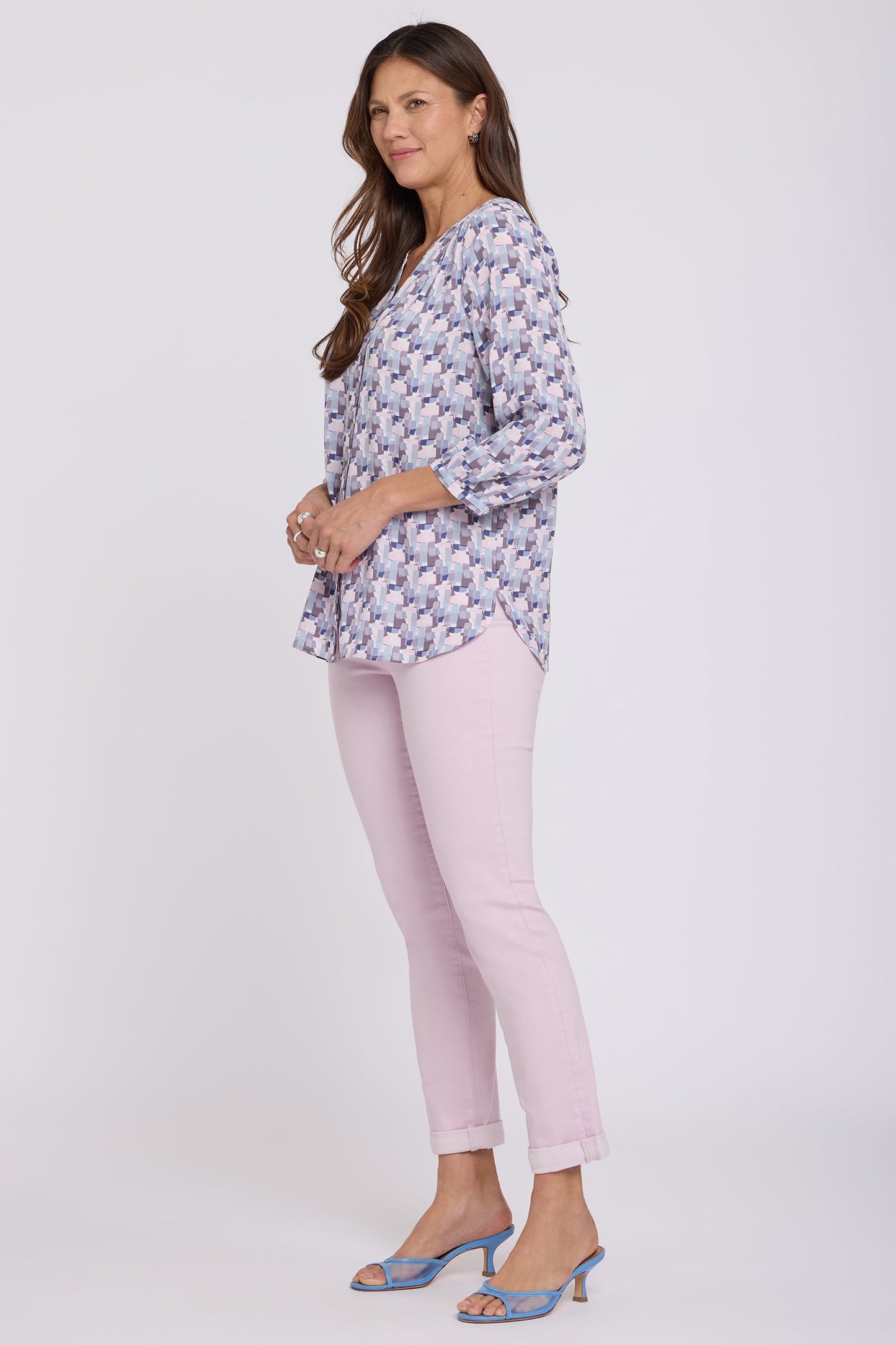 Pintuck Blouse - Aurora Abstract