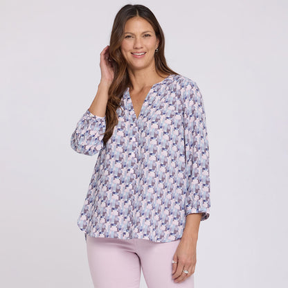 Pintuck Blouse - Aurora Abstract