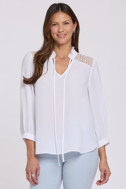 Lorelei Lace Yoke Blouse - Optic White