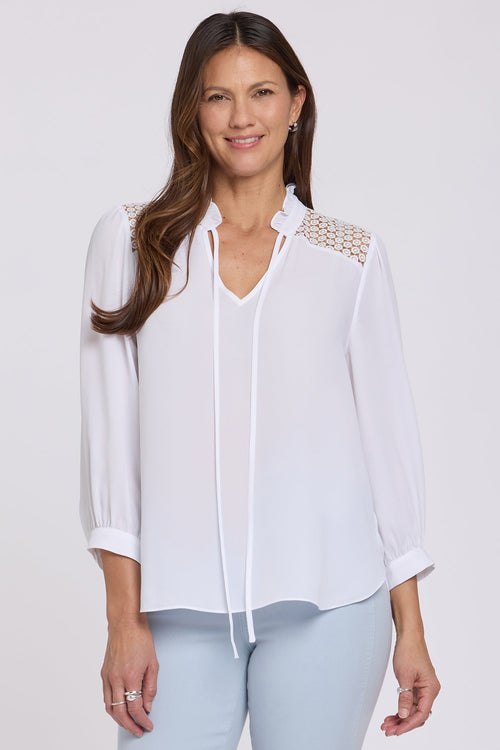 Lorelei Lace Yoke Blouse - Optic White