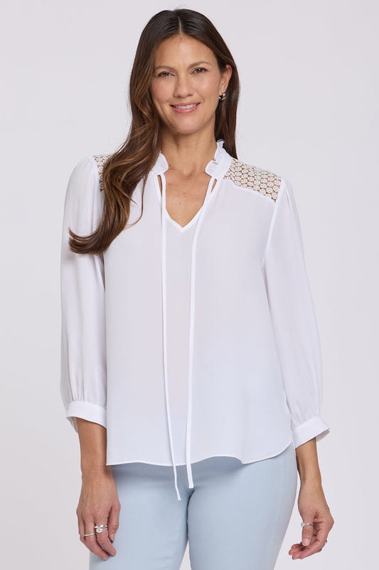 Lorelei Lace Yoke Blouse - Optic White