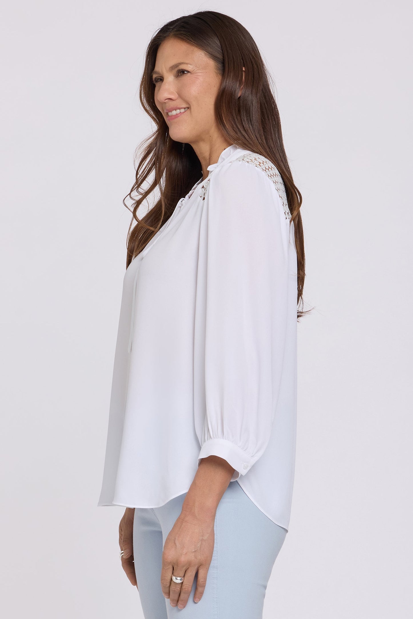 Lorelei Lace Yoke Blouse - Optic White